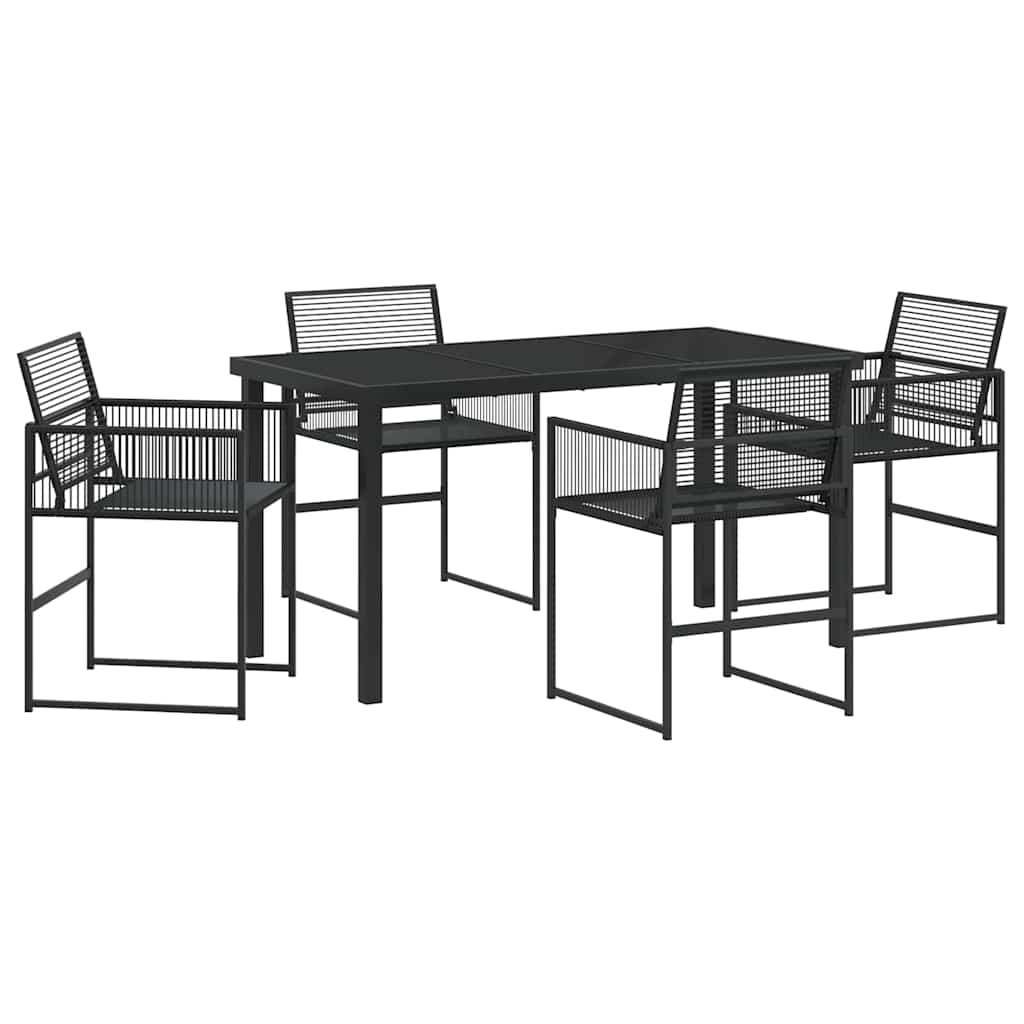 Outdoor Furniture Set Garden Dining 5 Pcs Black Powder-Coated Steel