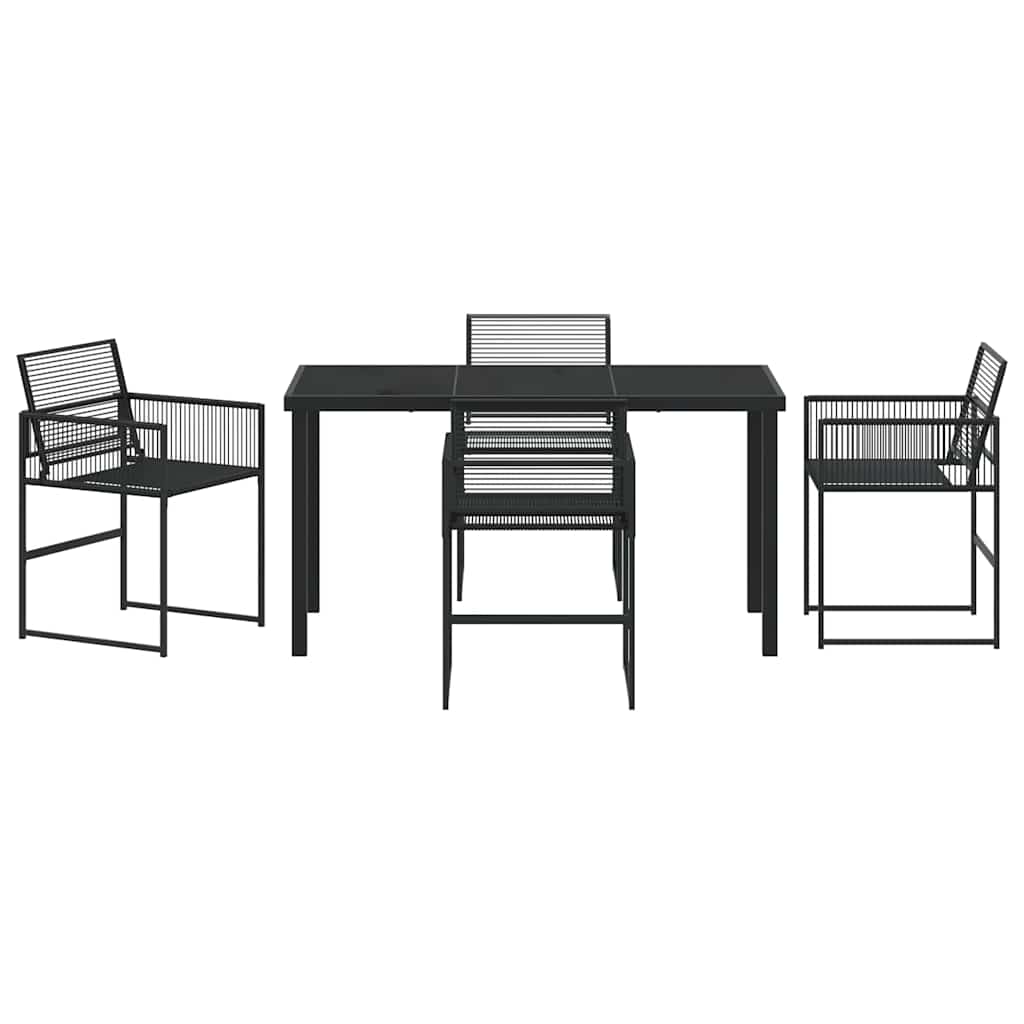 Outdoor Furniture Set Garden Dining 5 Pcs Black Powder-Coated Steel