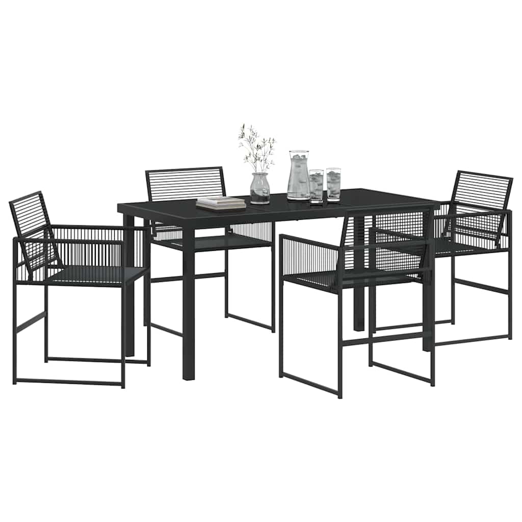 Outdoor Furniture Set Garden Dining 5 Pcs Black Powder-Coated Steel