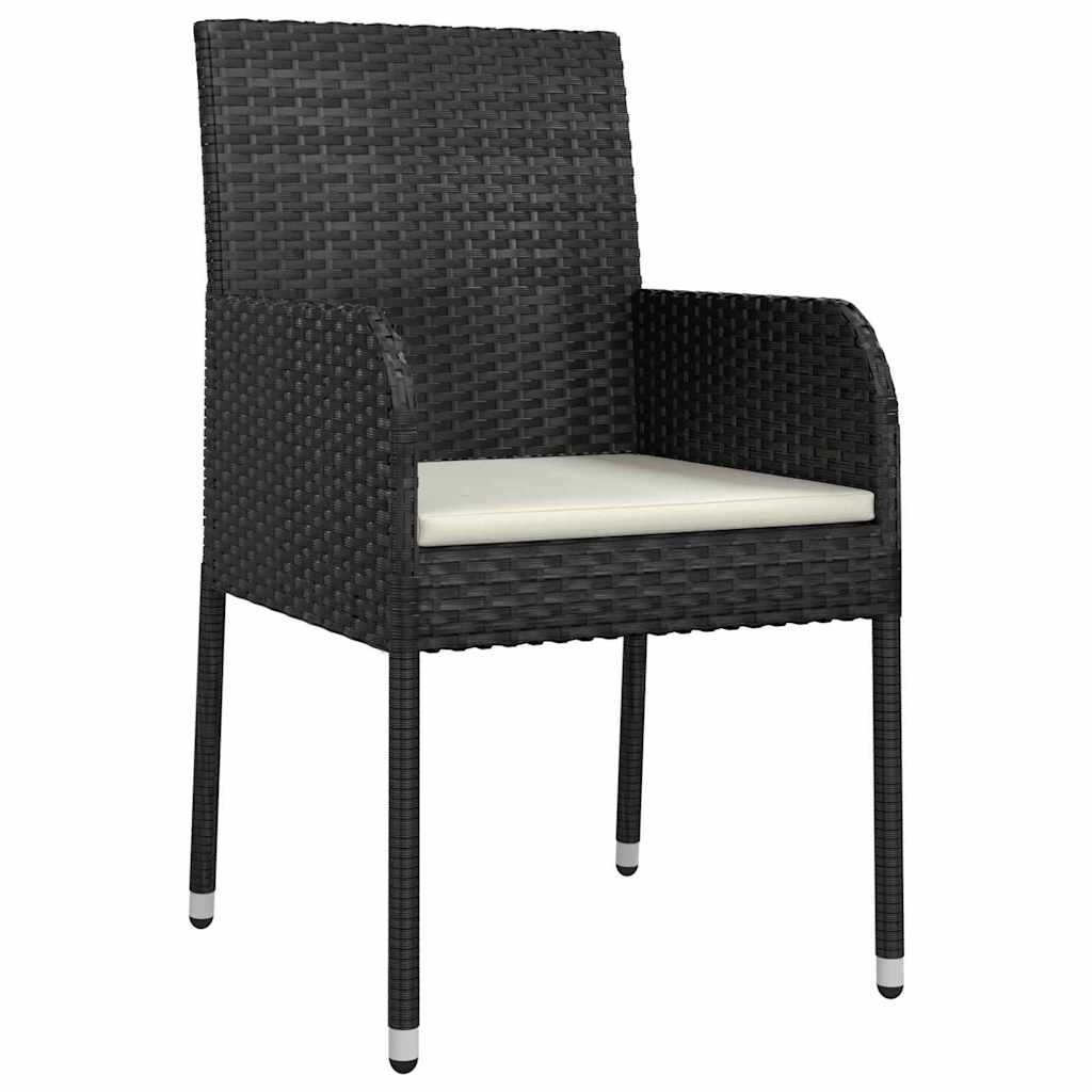 Garden Dining Set With Cushion 5 Pcs Black Poly Rattan