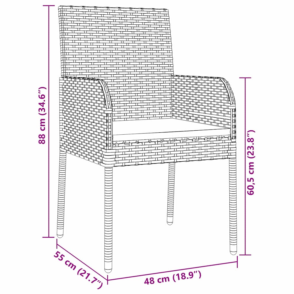 Garden Dining Set With Cushion 5 Pcs Black Poly Rattan