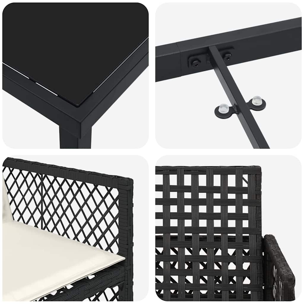 Garden Dining Set 5 Pcs Black Poly Rattan