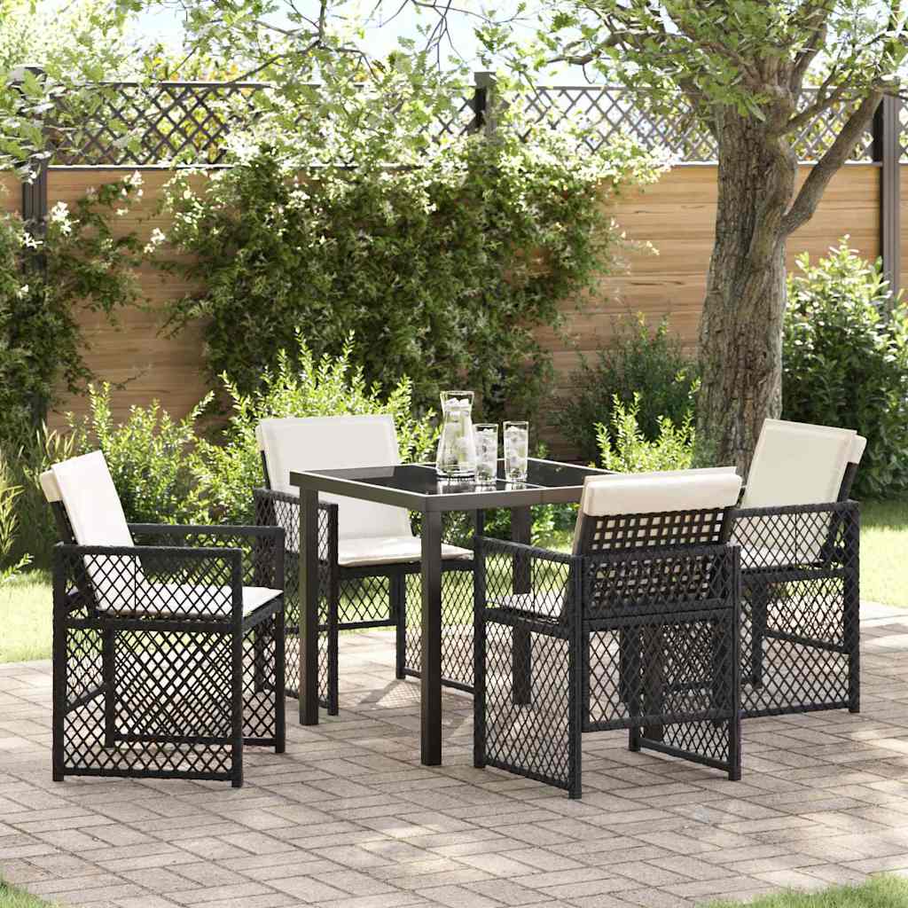 Garden Dining Set 5 Pcs Black Poly Rattan
