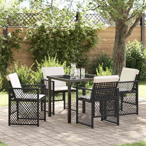 Garden Dining Set 5 Pcs Black Poly Rattan