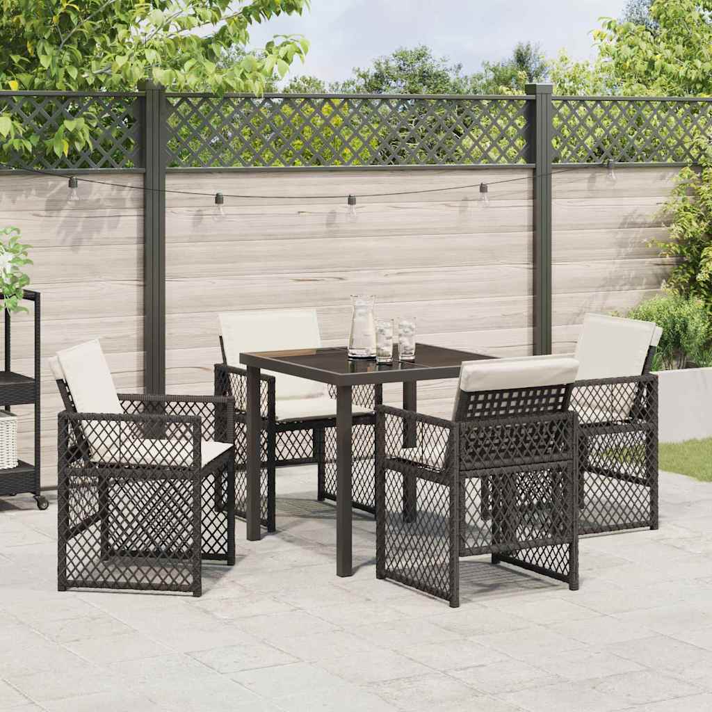 Garden Dining Set 5 Pcs Black Poly Rattan