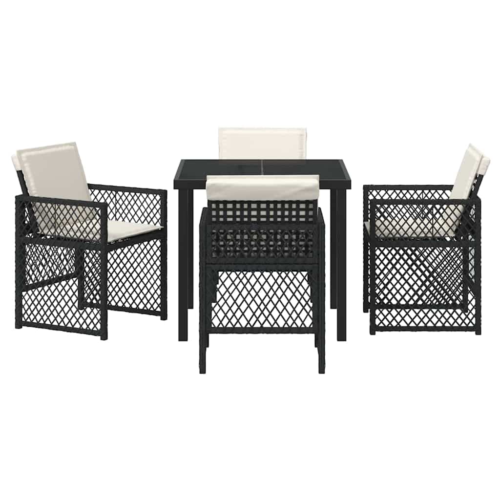 Garden Dining Set 5 Pcs Black Poly Rattan