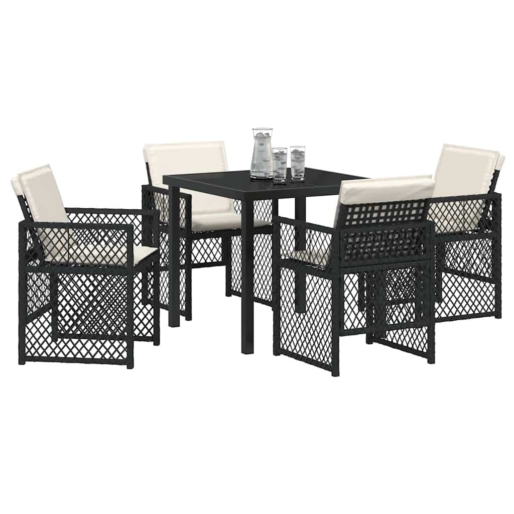 Garden Dining Set 5 Pcs Black Poly Rattan