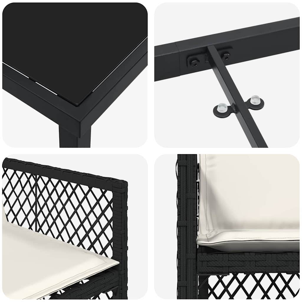 Garden Dining Set 5 Pcs Black Poly Rattan