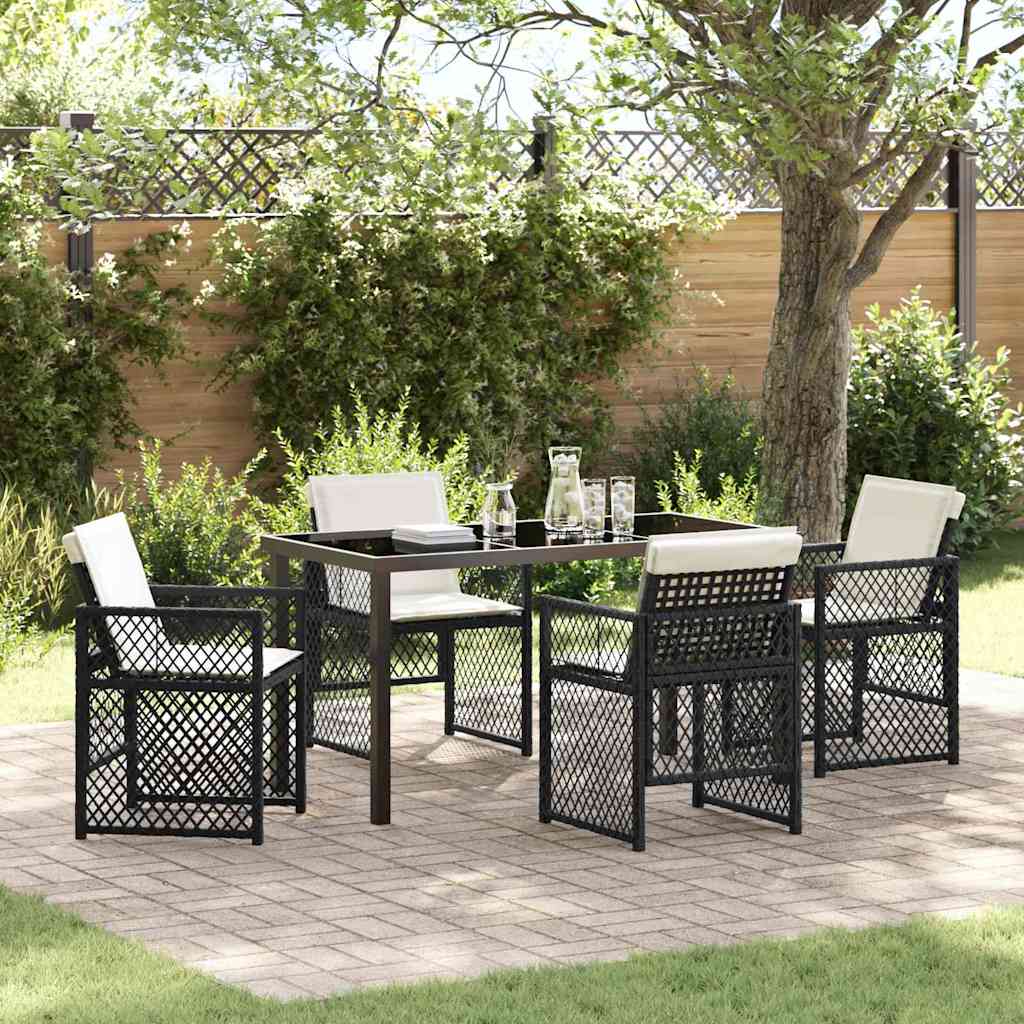 Garden Dining Set 5 Pcs Black Poly Rattan