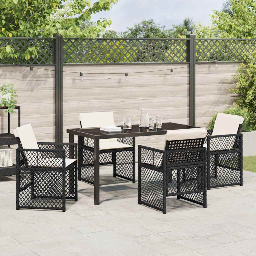 Garden Dining Set 5 Pcs Black Poly Rattan