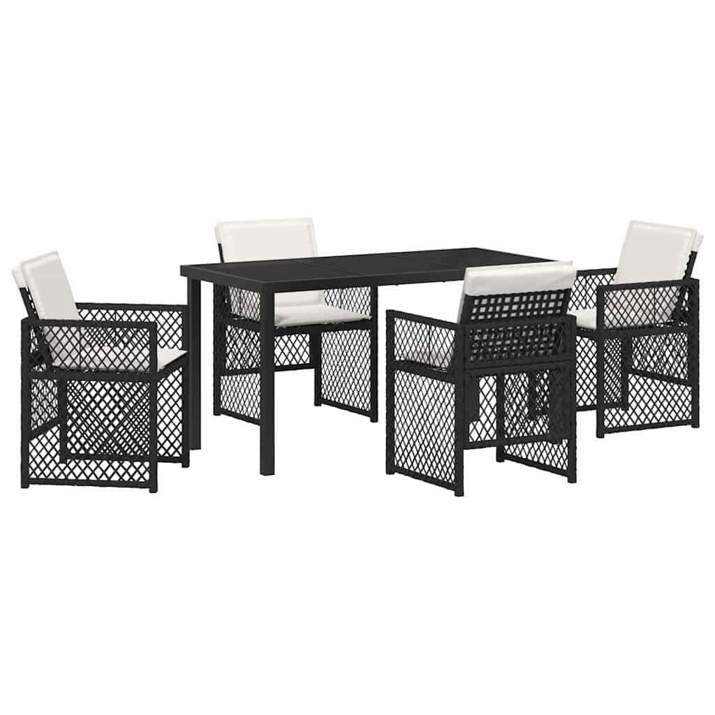Garden Dining Set 5 Pcs Black Poly Rattan