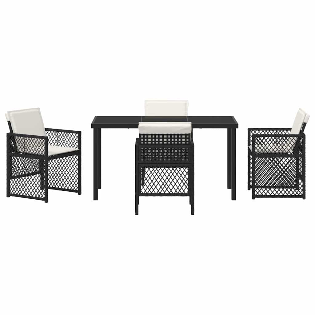 Garden Dining Set 5 Pcs Black Poly Rattan
