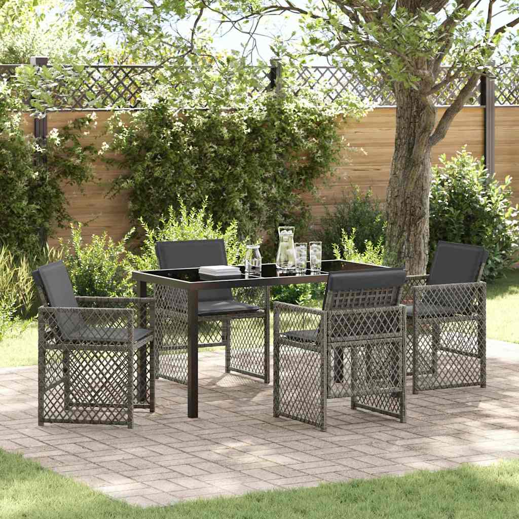 Garden Dining Set 5 Pcs Poly Rattan