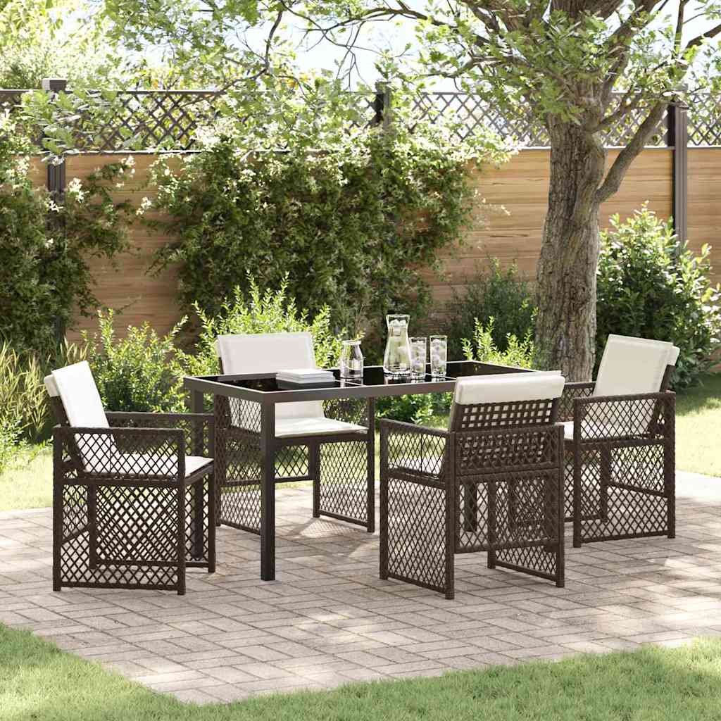 Garden Dining Set 5 Pcs Poly Rattan