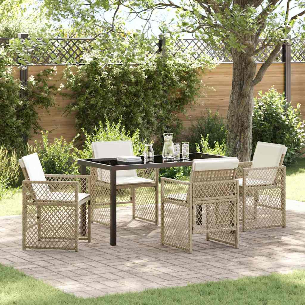 Garden Dining Set 5 Pcs Poly Rattan