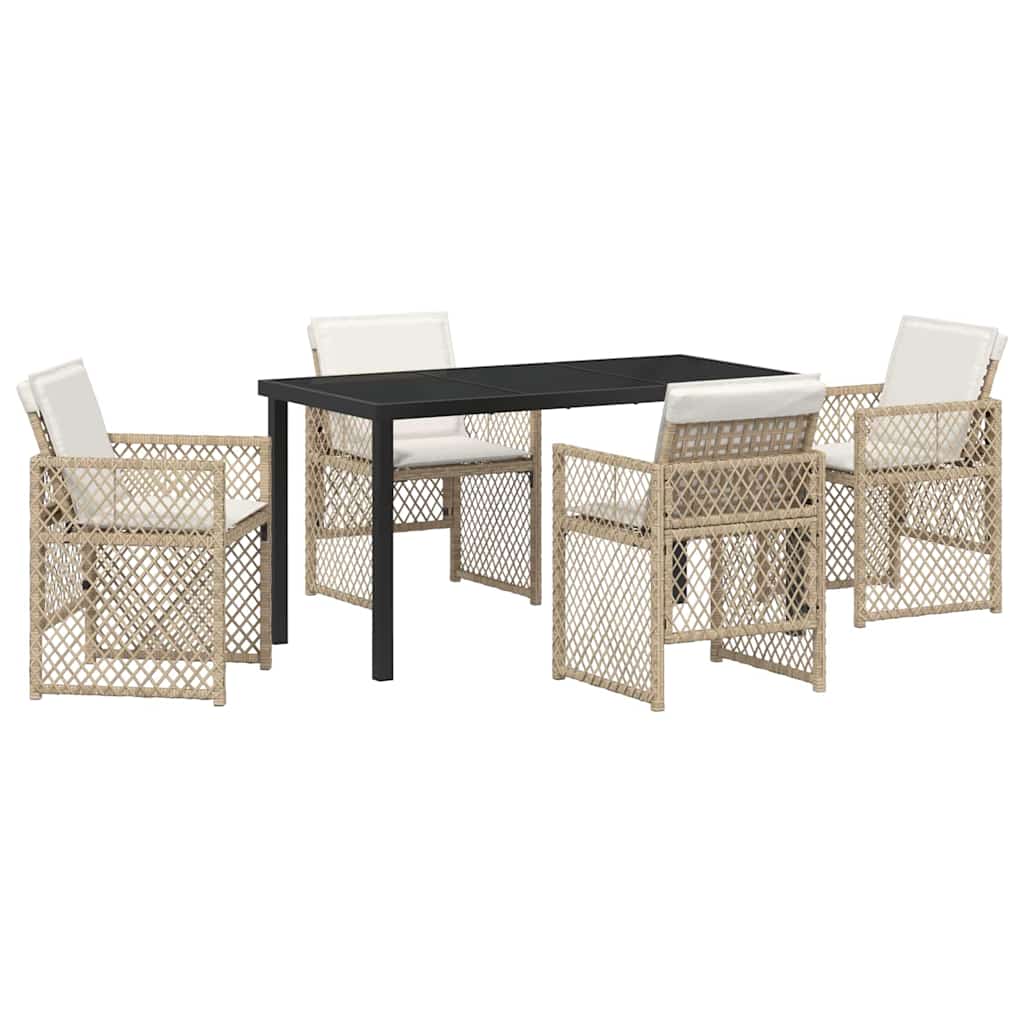 Garden Dining Set 5 Pcs Poly Rattan