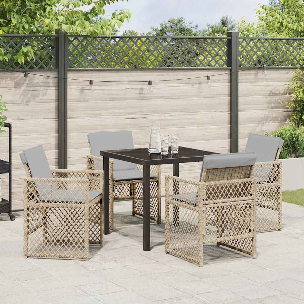 Garden Dining Set 5 Pcs Beige Poly Rattan