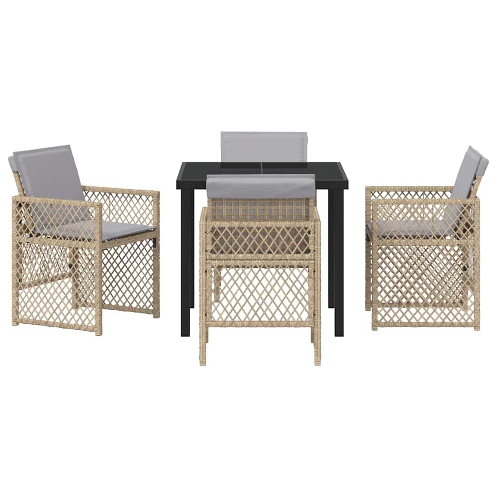 Garden Dining Set 5 Pcs Beige Poly Rattan