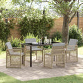 Outdoor Furniture Set Garden Dining 5 Pcs Beige Poly Rattan