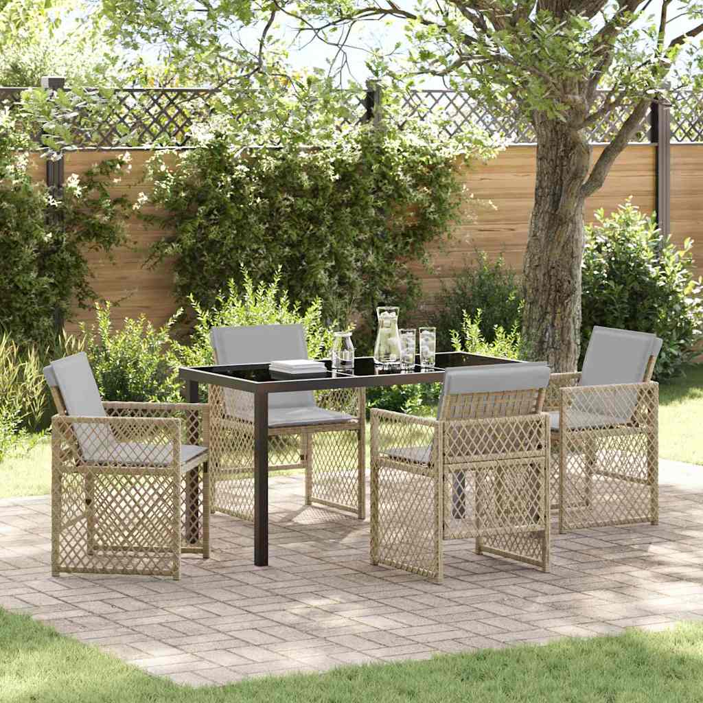 Outdoor Furniture Set Garden Dining 5 Pcs Beige Poly Rattan