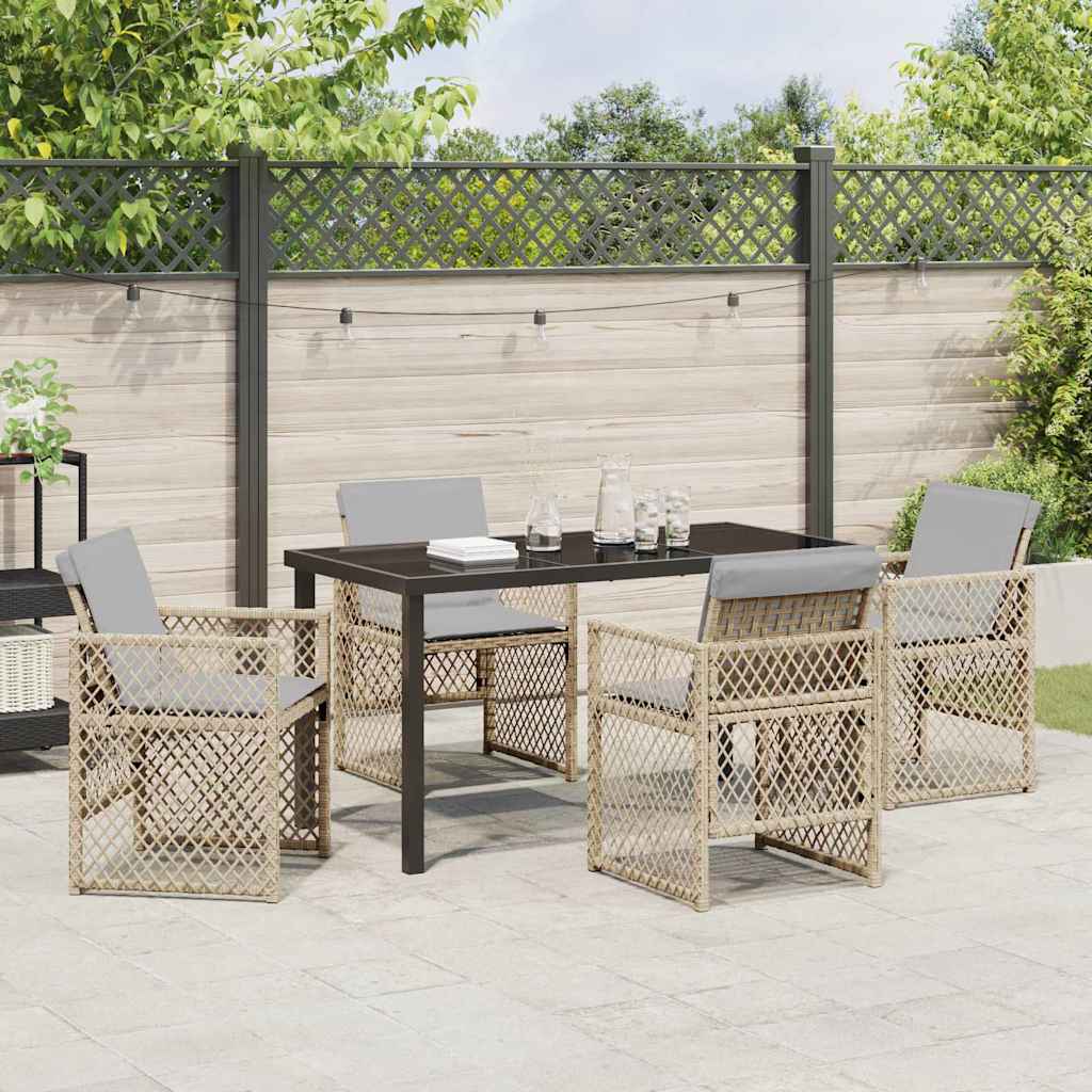 Outdoor Furniture Set Garden Dining 5 Pcs Beige Poly Rattan