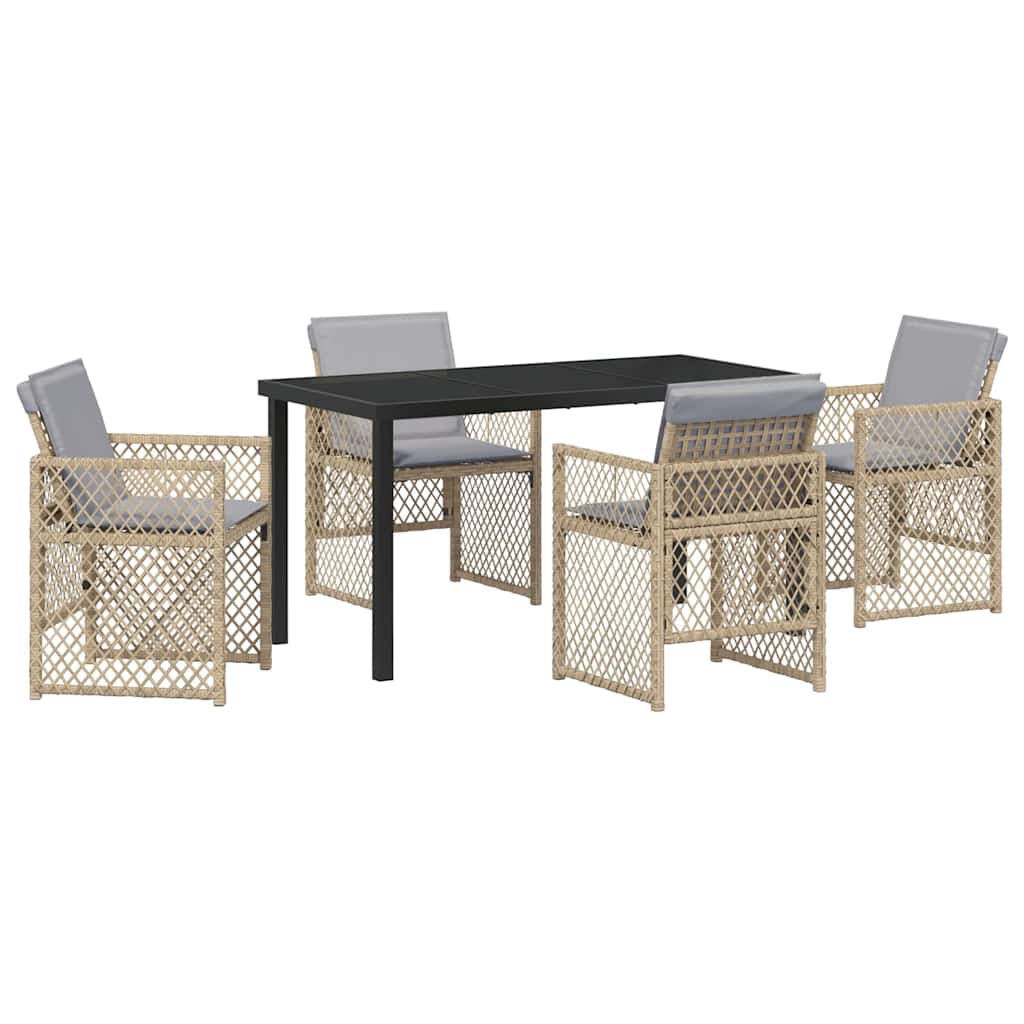 Outdoor Furniture Set Garden Dining 5 Pcs Beige Poly Rattan