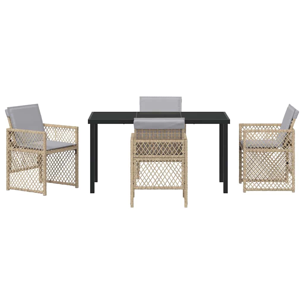 Outdoor Furniture Set Garden Dining 5 Pcs Beige Poly Rattan