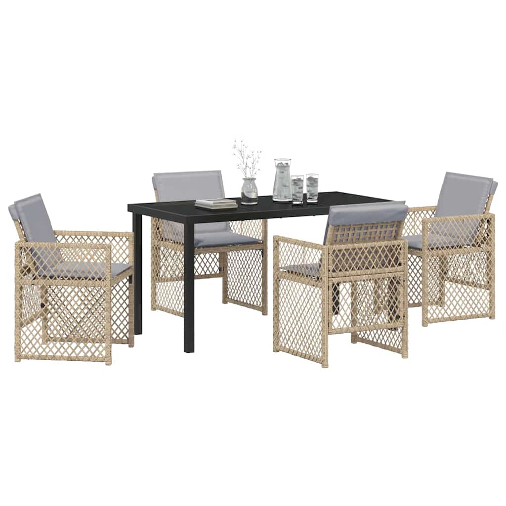 Outdoor Furniture Set Garden Dining 5 Pcs Beige Poly Rattan