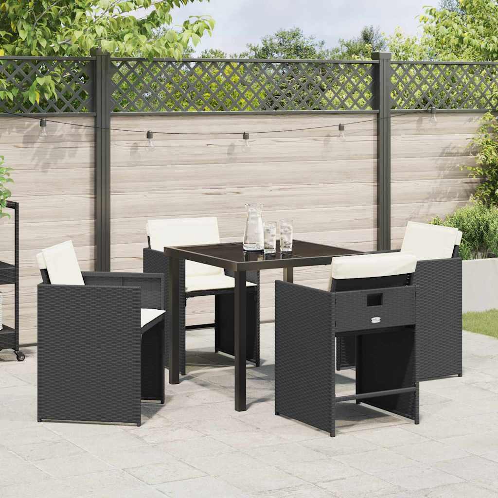 Garden Dining Set 5 Pcs Black Poly Rattan