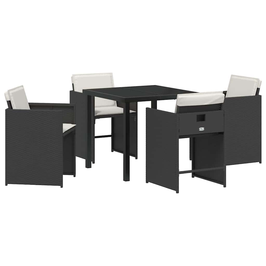 Garden Dining Set 5 Pcs Black Poly Rattan