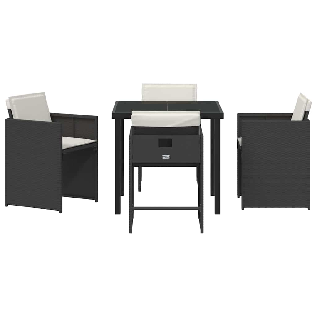 Garden Dining Set 5 Pcs Black Poly Rattan
