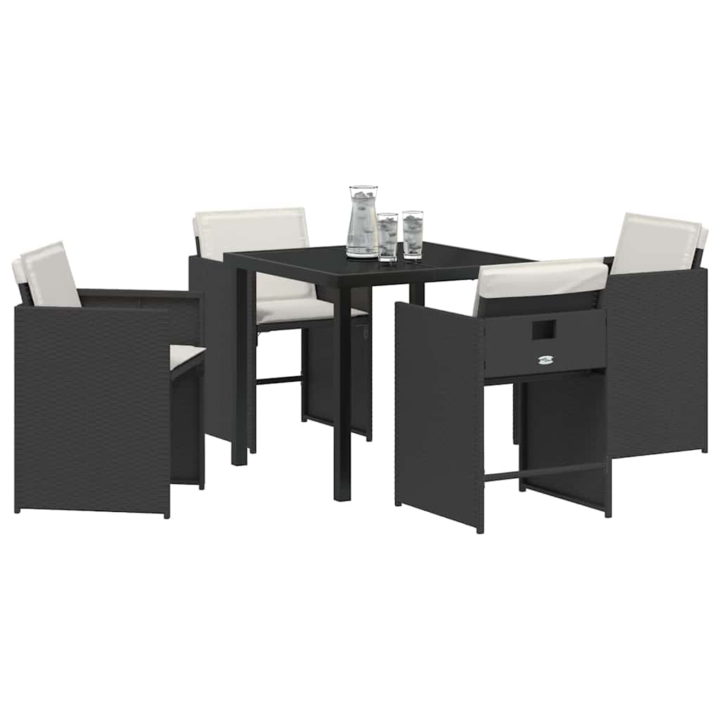 Garden Dining Set 5 Pcs Black Poly Rattan