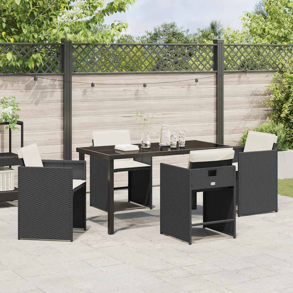 Garden Dining Set 5 Pcs Black Poly Rattan