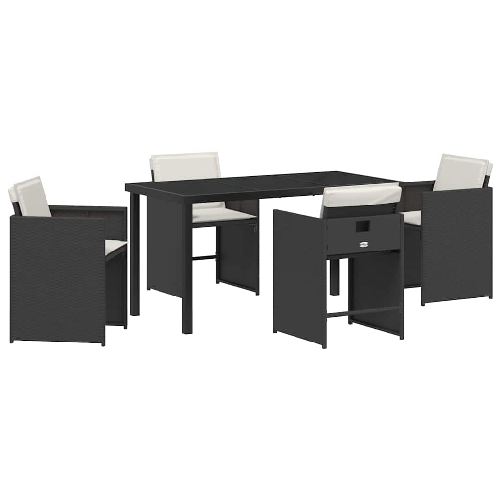 Garden Dining Set 5 Pcs Black Poly Rattan