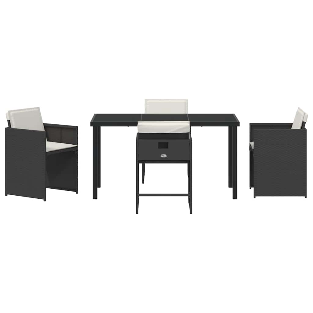 Garden Dining Set 5 Pcs Black Poly Rattan