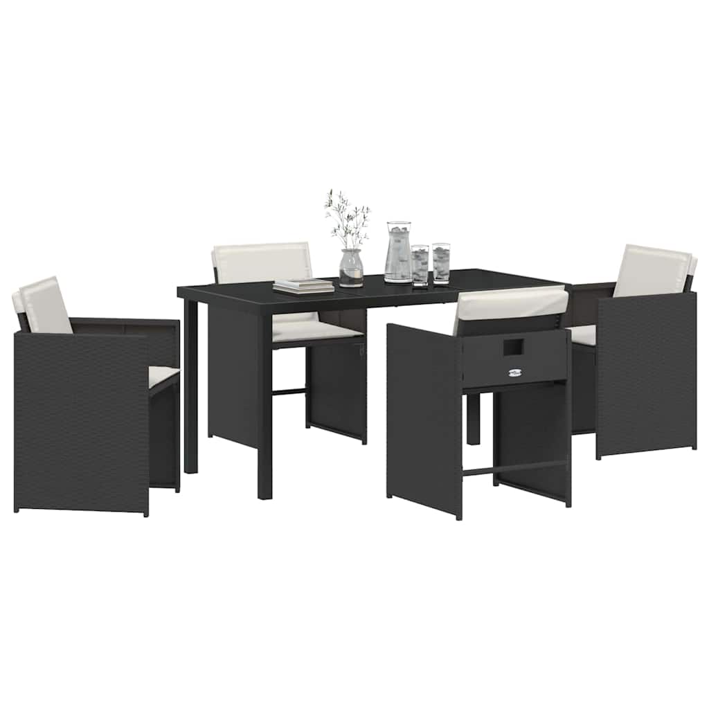 Garden Dining Set 5 Pcs Black Poly Rattan