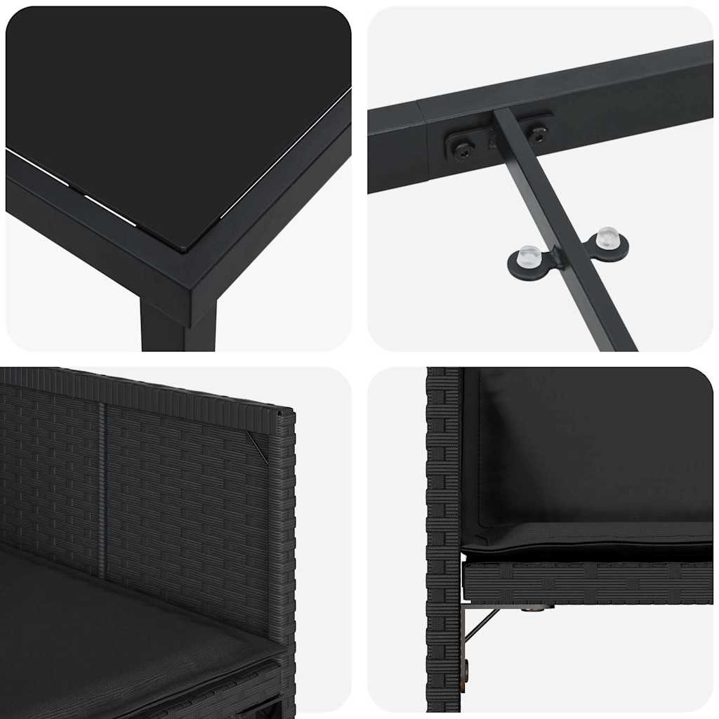 Outdoor Furniture Set Garden Dining 5 Pcs Black Poly Rattan
