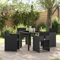 Outdoor Furniture Set Garden Dining 5 Pcs Black Poly Rattan