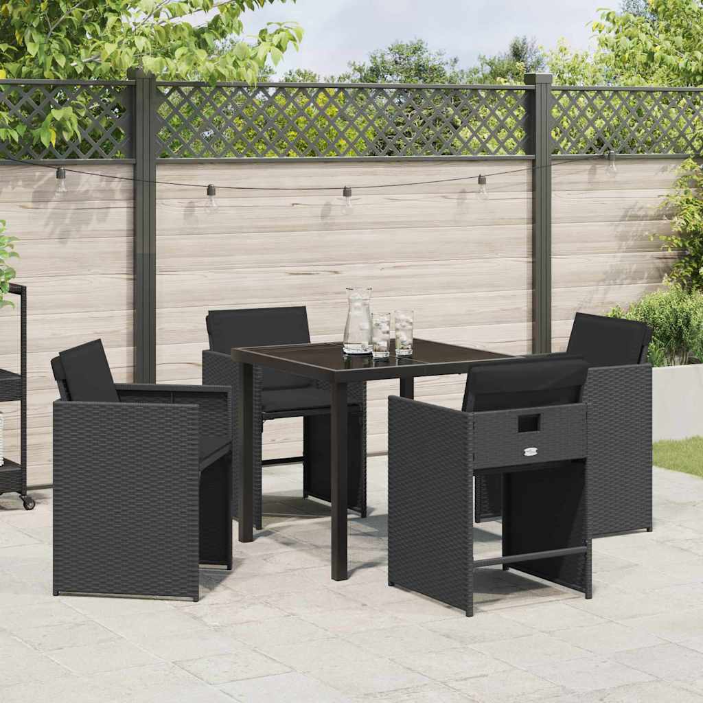 Outdoor Furniture Set Garden Dining 5 Pcs Black Poly Rattan