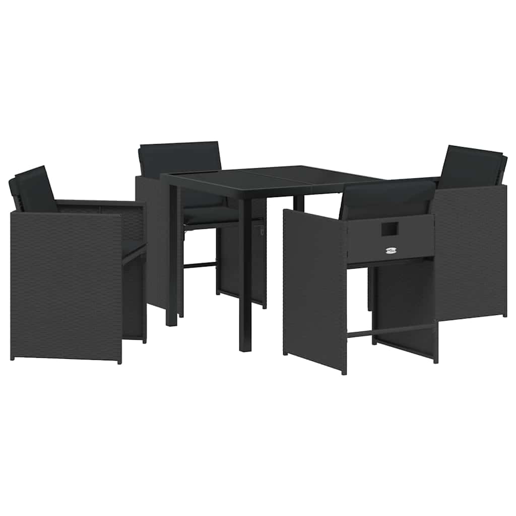 Outdoor Furniture Set Garden Dining 5 Pcs Black Poly Rattan