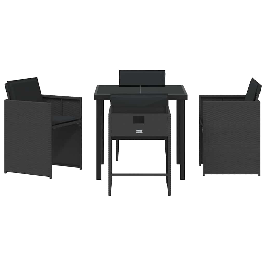Outdoor Furniture Set Garden Dining 5 Pcs Black Poly Rattan