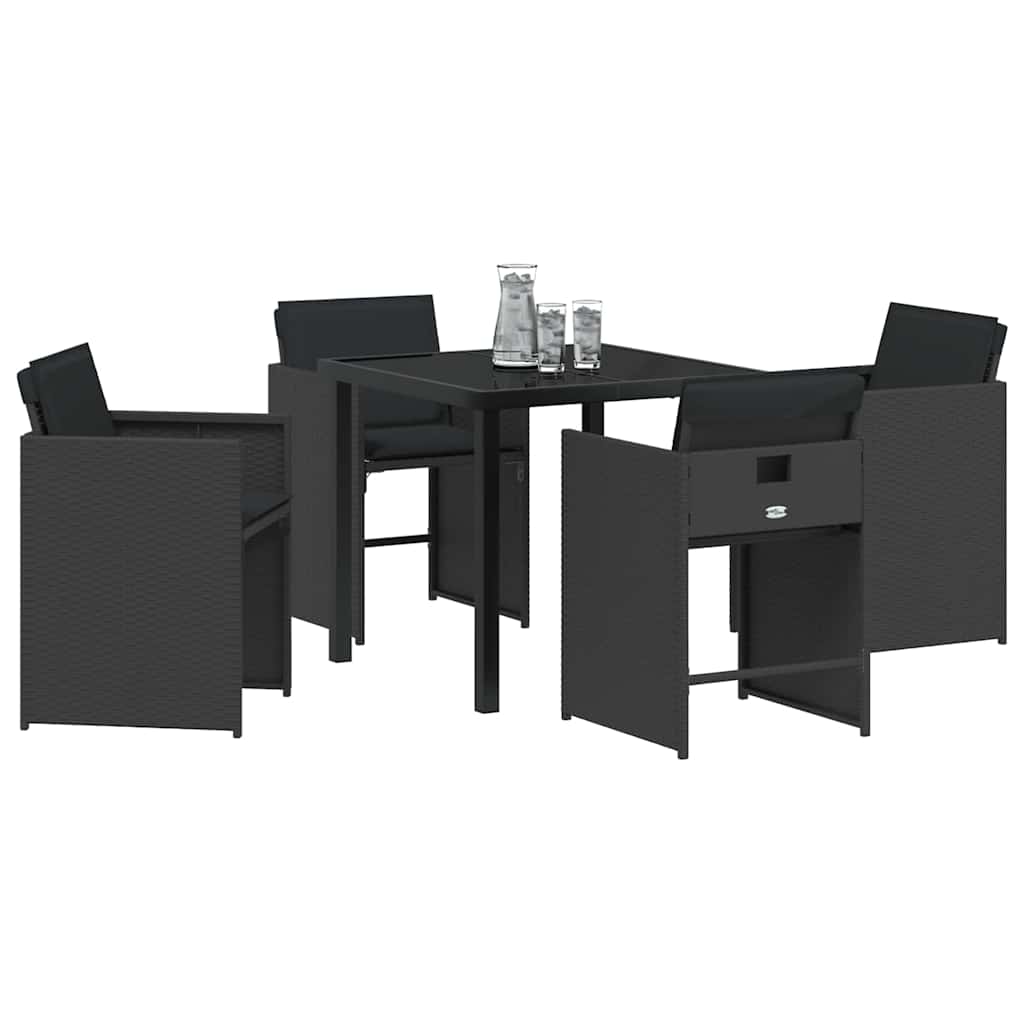 Outdoor Furniture Set Garden Dining 5 Pcs Black Poly Rattan