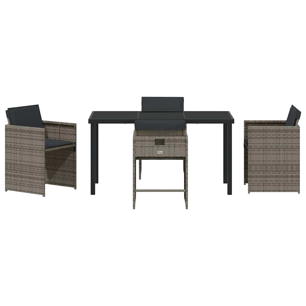 Garden Dining Set 5 Pcs Grey Poly Rattan