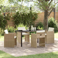 Garden Dining Set 5 Pcs Beige Poly Rattan