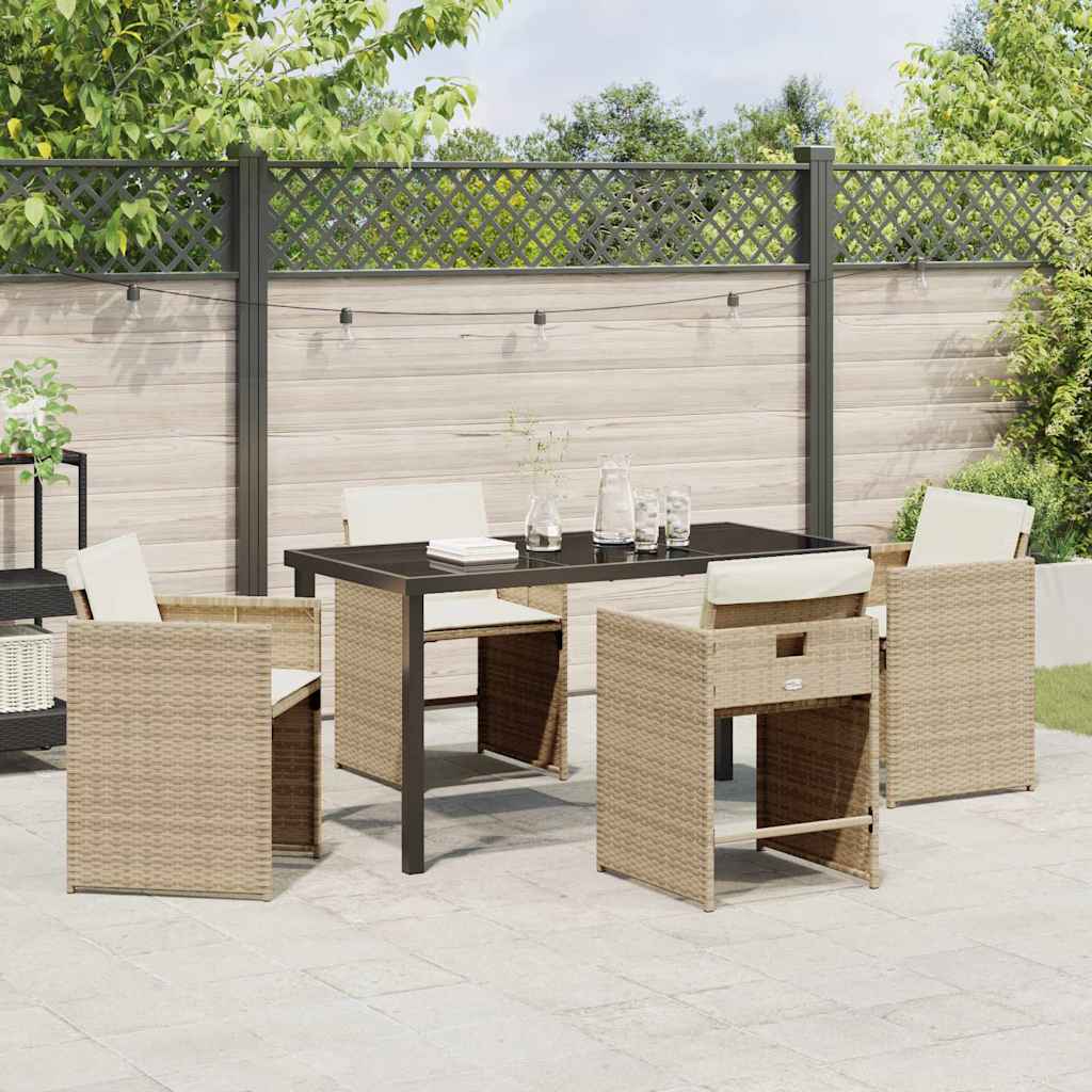 Garden Dining Set 5 Pcs Beige Poly Rattan