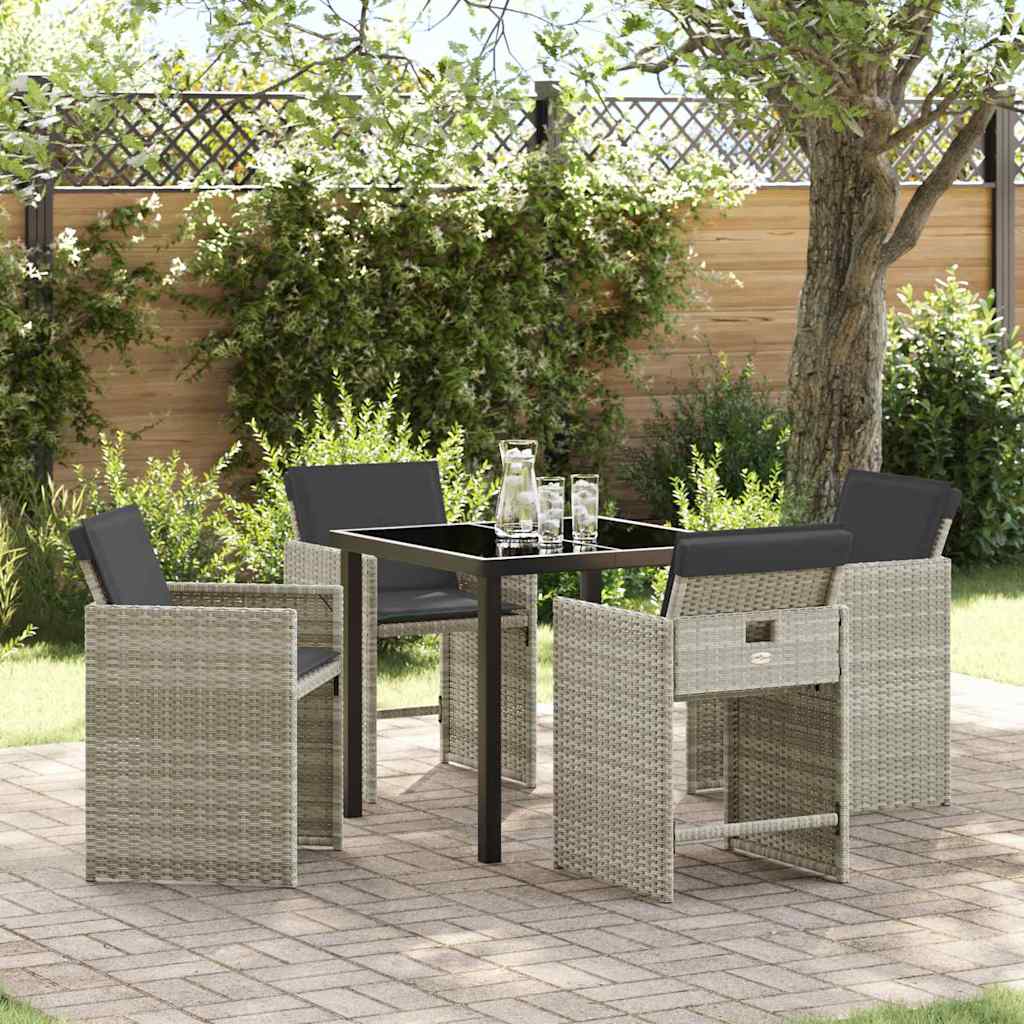 Garden Dining Set 5 Pcs Light Grey Poly Rattan