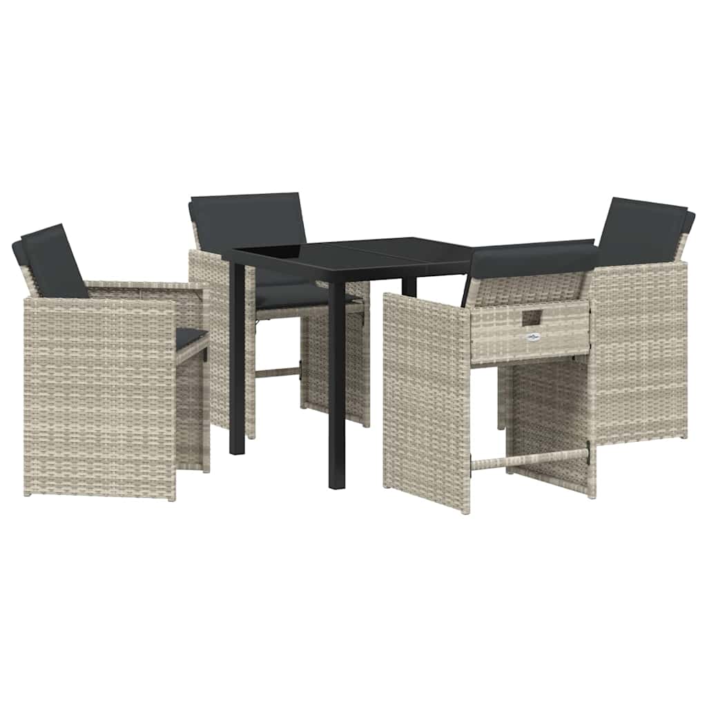 Garden Dining Set 5 Pcs Light Grey Poly Rattan