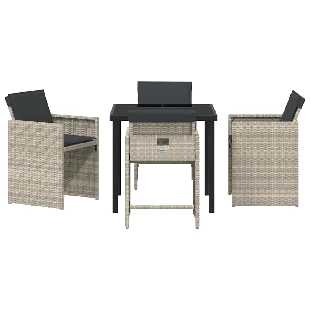 Garden Dining Set 5 Pcs Light Grey Poly Rattan