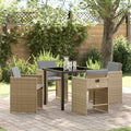 Garden Dining Set 5 Pcs Beige Poly Rattan