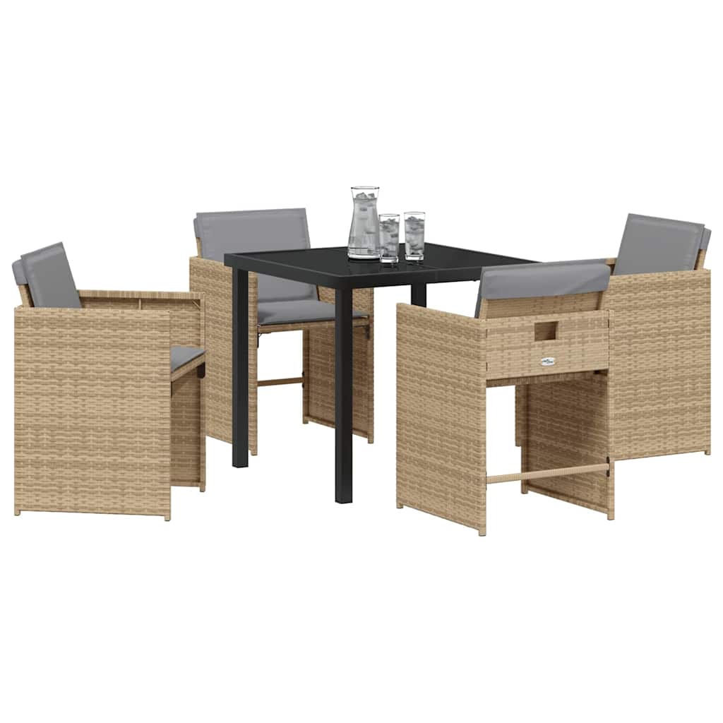 Garden Dining Set 5 Pcs Beige Poly Rattan